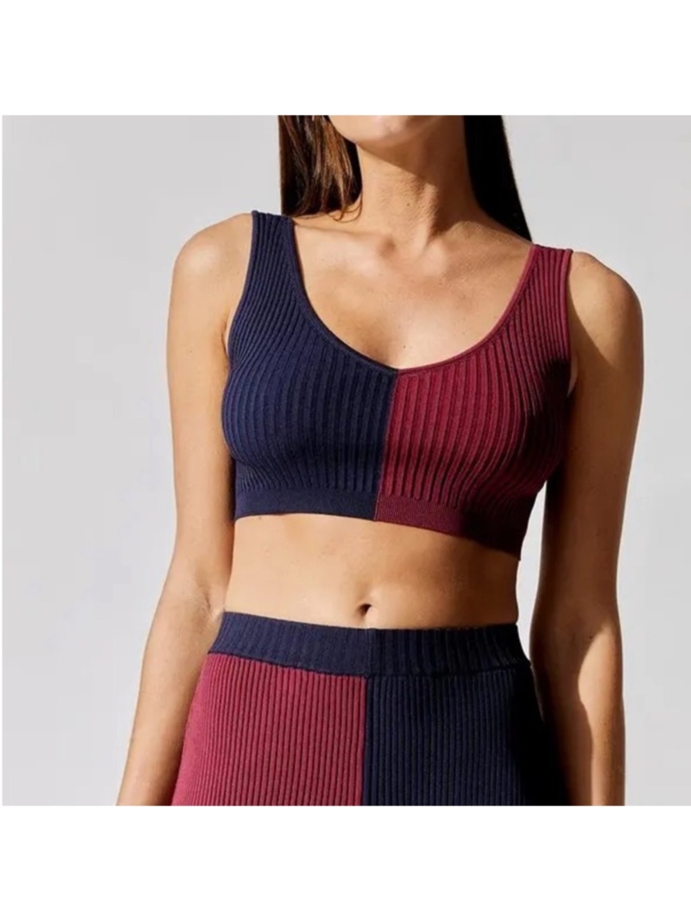STAUD cropped navy burgundy tank top xs